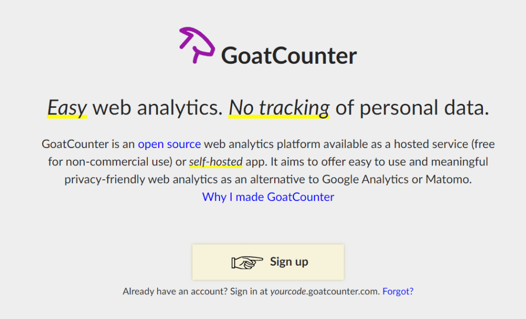 Analytics für statische Websites 12 GoatCounter