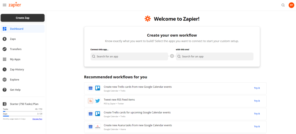 Create zap