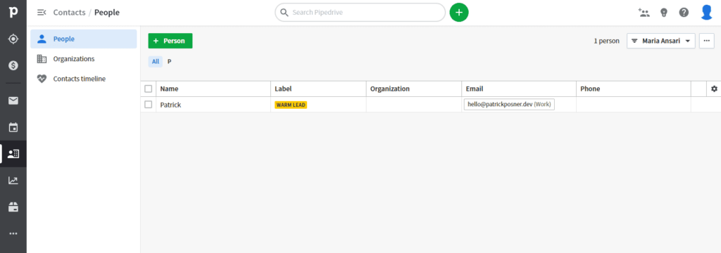 Contact in Pipedrive