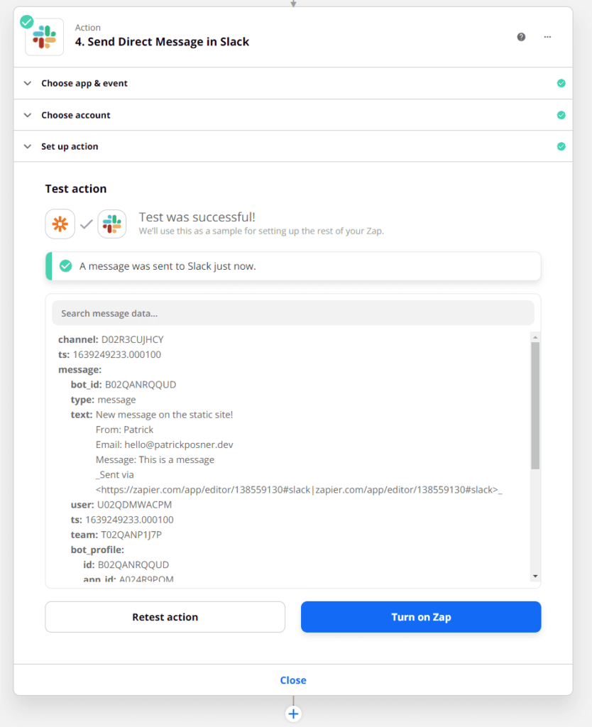 Slack direct message test