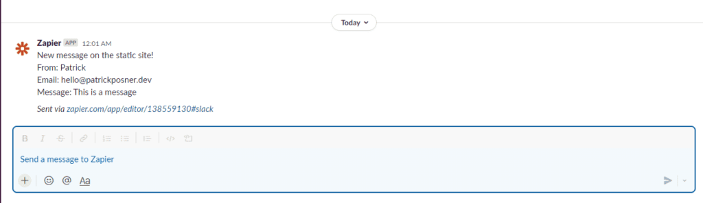 Slack message preview