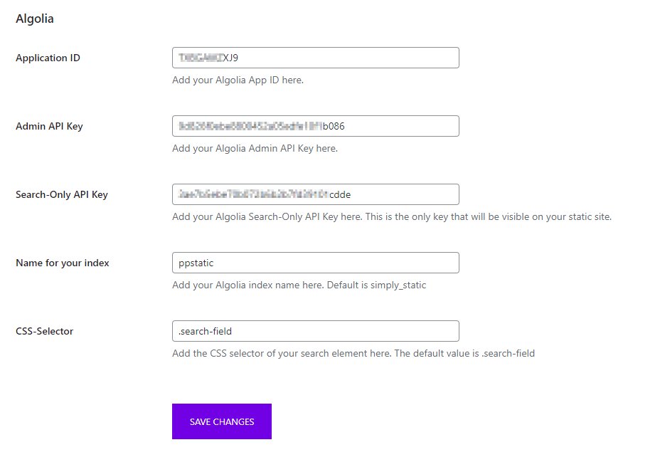 So verwenden Sie Algolia mit WordPress 15 Algolia settings