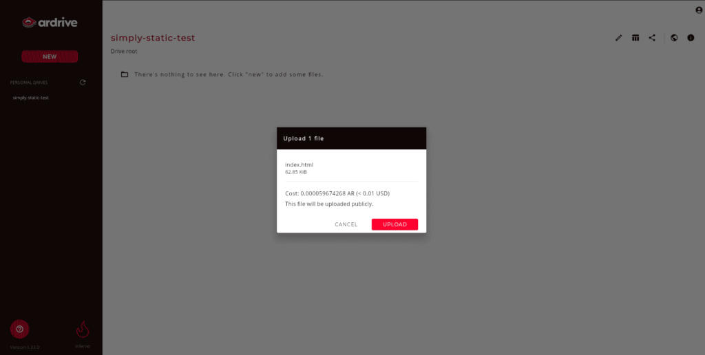 WordPress im Web 3 mit Simply Static hosten 12 Dateien auf ArDrive hochladen