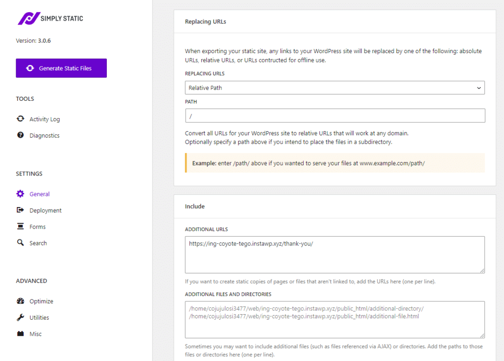 Warum statisches WordPress-Hosting sicherer ist als Ihre aktuelle Hosting-Konfiguration 24 simply static general tab