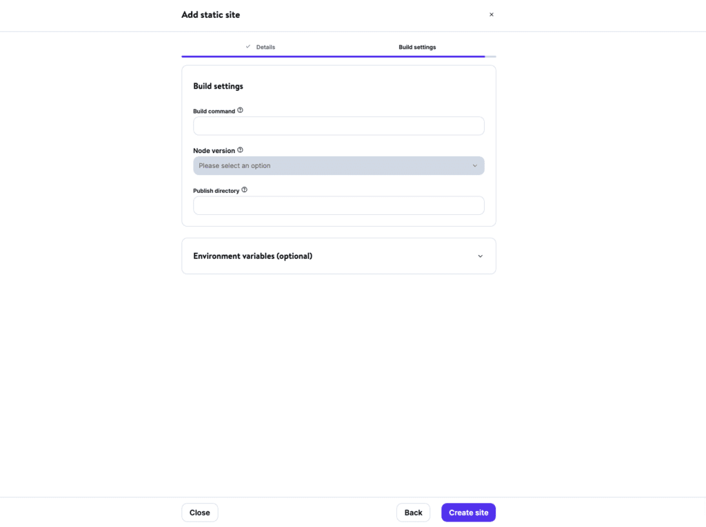 So hosten Sie Ihre statische Website auf Kinsta 29 kinsta create site