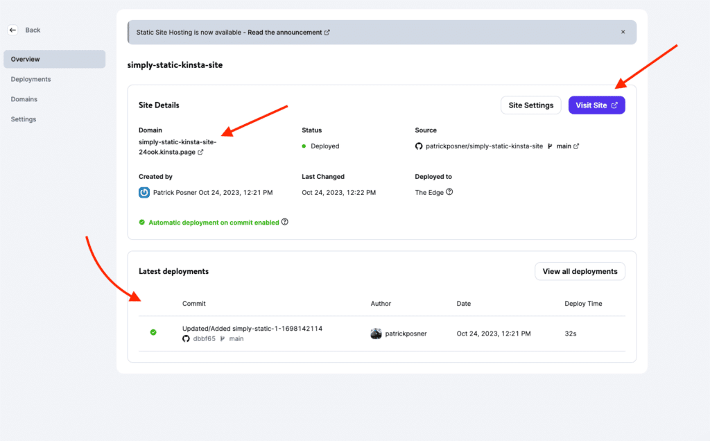 So hosten Sie Ihre statische Website auf Kinsta 30 kinsta static site visit