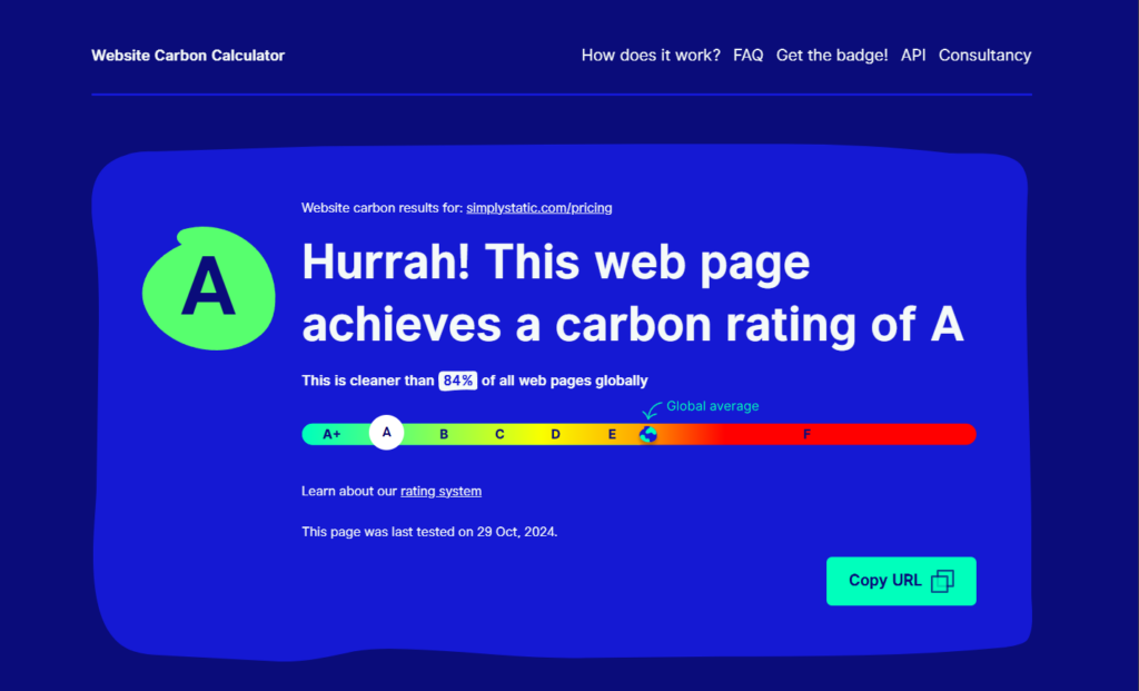 So erstellen Sie eine klimaneutrale Website 18 simply static carbon rating