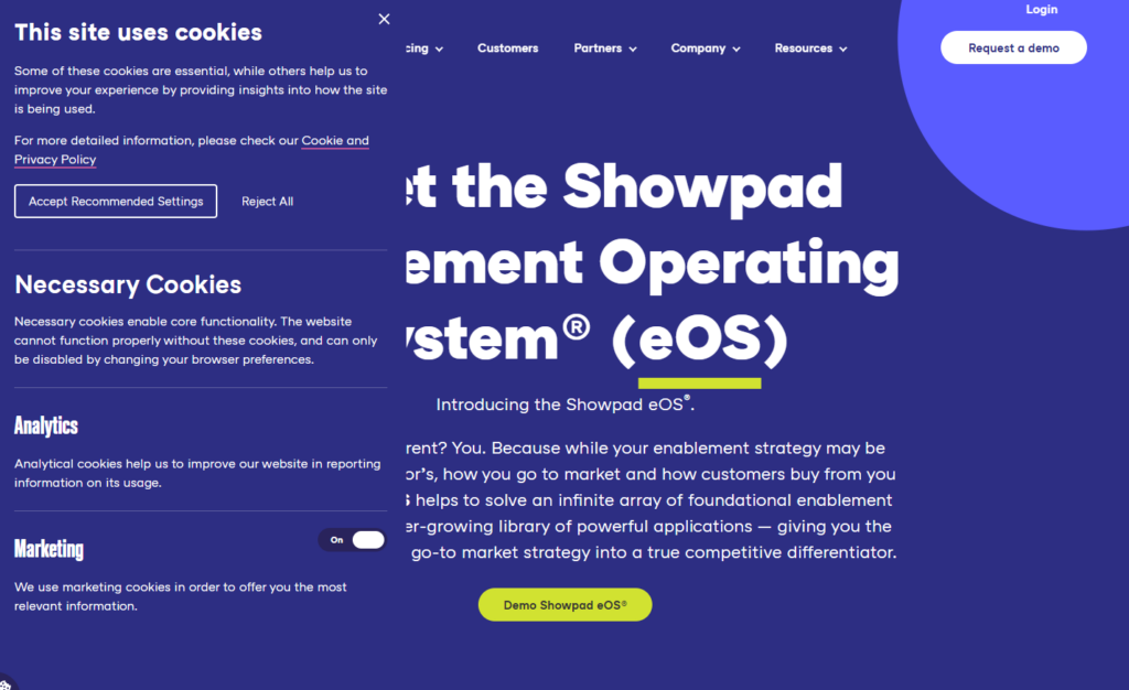 10 Beispiele für statische Websites für 2026 (& So richten Sie Ihre ein) 40 showpad cookie staticM