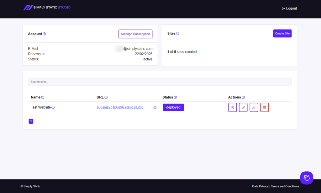 Deine erste statische WordPress-Website mit Simply Static Studio 24 ss studio deployed