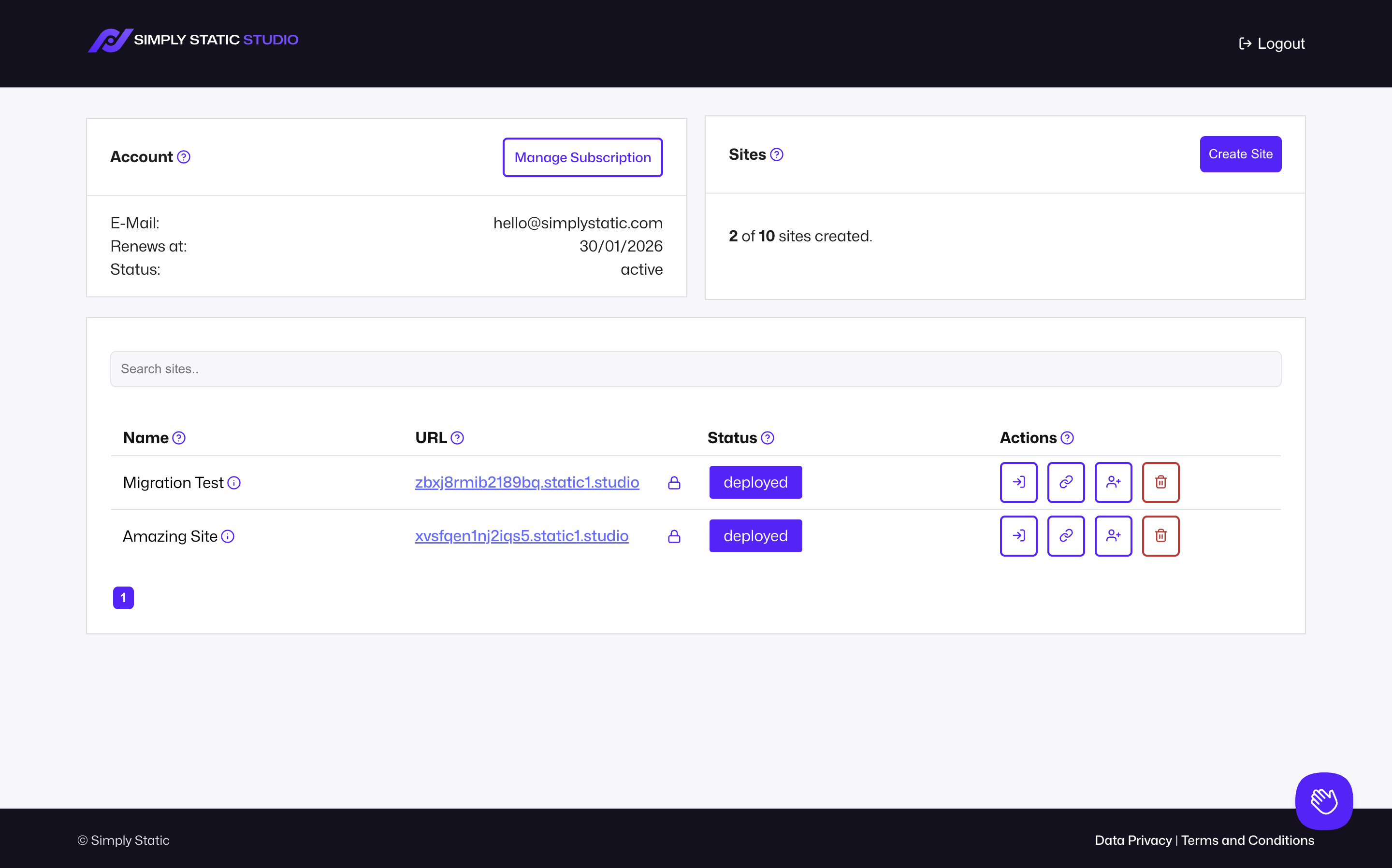 7 der sichersten WordPress-Hosting-Anbieter im Vergleich (2026) 13 studio dashboard