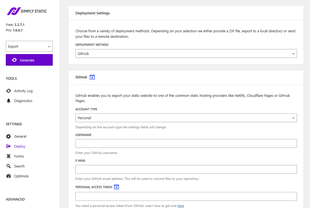 Optionen für den statischen Export: So wählen Sie die richtige Option aus 46 github deployment type