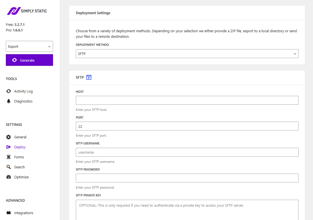 Optionen für den statischen Export: So wählen Sie die richtige Option aus 45 sftp deployment type