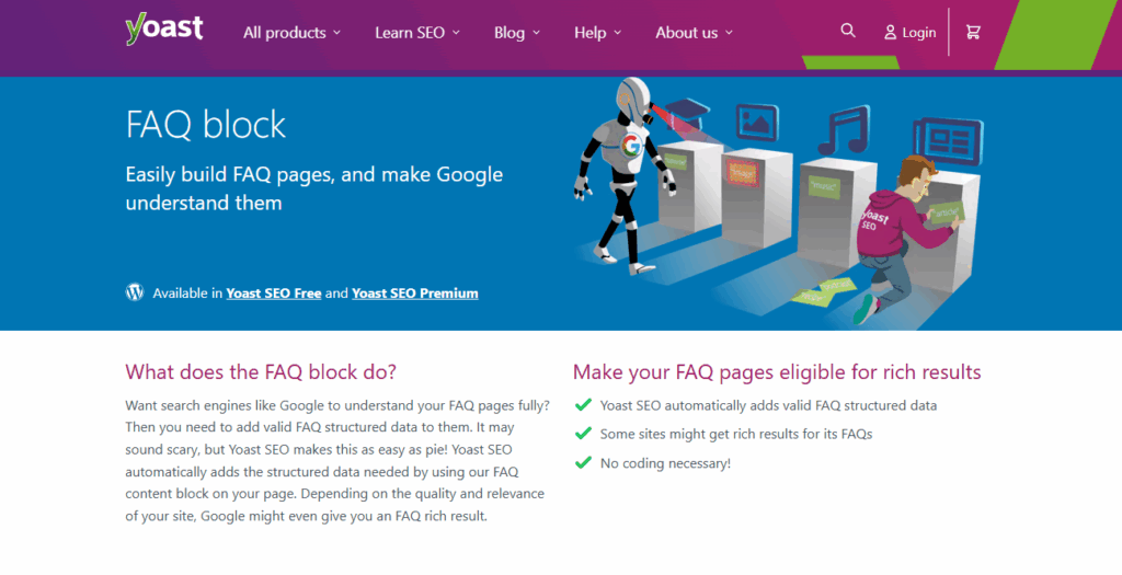 So erstellen Sie eine LLM-freundliche Website (im Jahr 2026) 17 Yoast SEO FAQ block