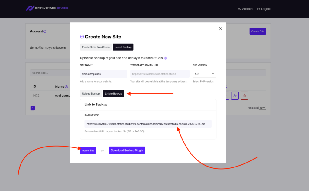 Static Studio – Domains, Logs und Import-Links 5 Static Studio – Domains, Logs und Import-Links 5