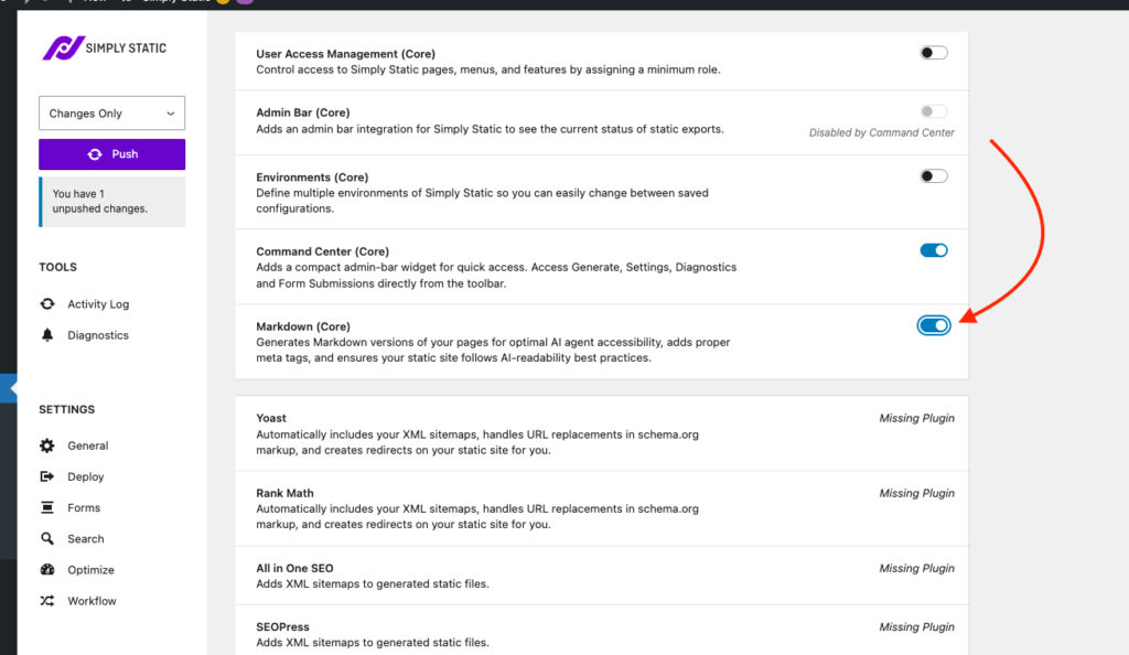 Simply Static Pro – Markdown, Suche & Filter und Command Center 7 Simply Static Pro – Markdown, Suche & Filter und Command Center 7