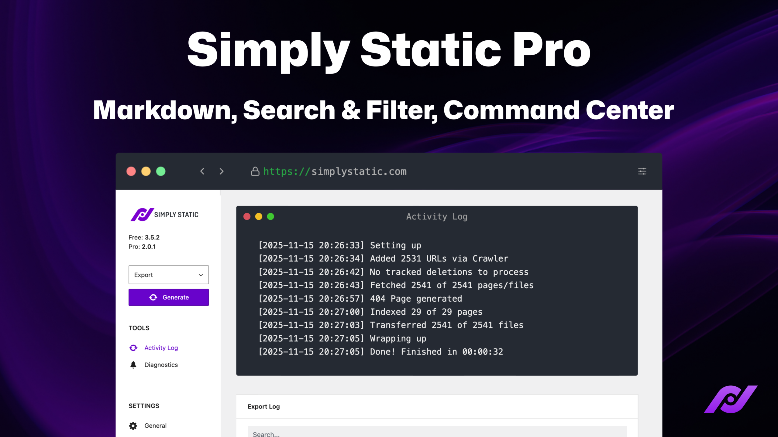 Simply Static Pro – Markdown, Suche & Filter und Command Center 7 Simply Static Pro – Markdown, Suche & Filter und Command Center