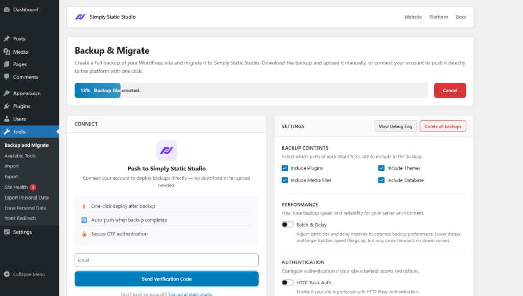Der Unterschied zwischen Caching und statischem WordPress 13 simply static studio backup plugin
